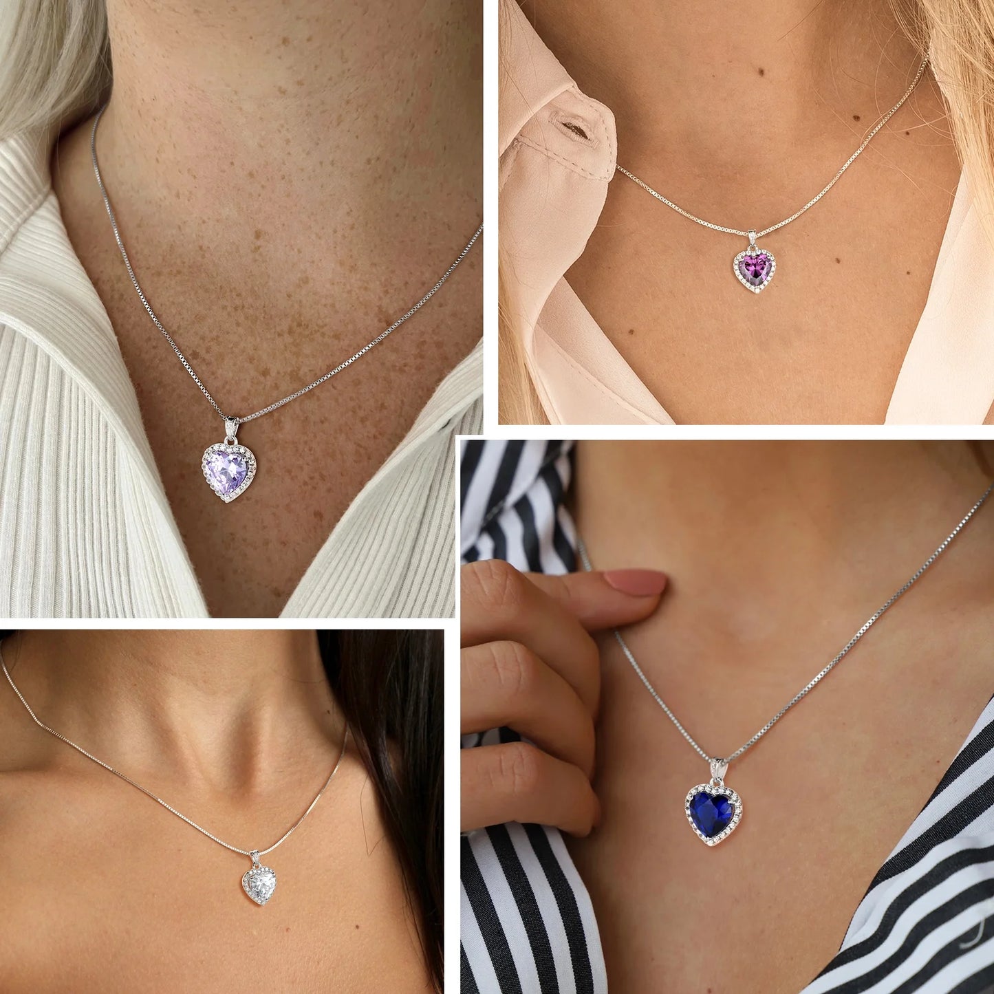 June Birthstone Jewelry Sets Women Alexandrite Heart Jewelry Set Necklace Earrings 925 Sterling Silver Fine Jewelry Birthday Mother'S Day Gifts